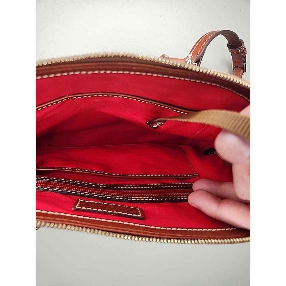 DOONEY & BOURKE ZIP ZIP SNAKE EMBOSSED LEATHER SATCHEL. GRAY/BROWN - Picture 10 of 11